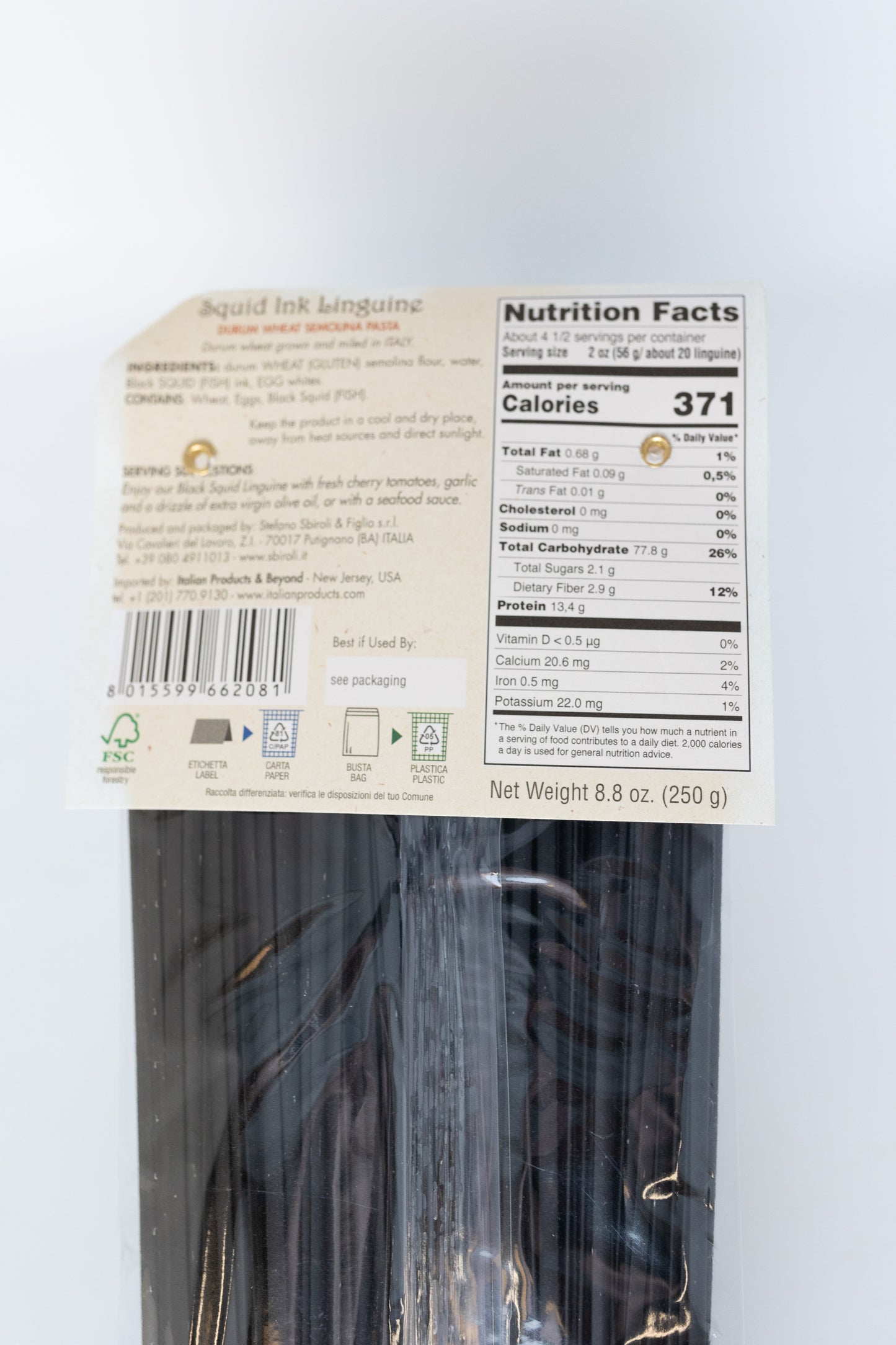 Black Squid Ink Linguine Pasta - 8.8oz