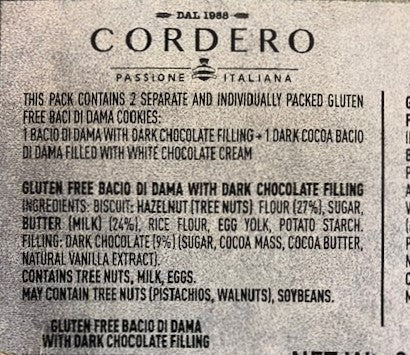 Gluten Free Giant Baci di Dama Cookies (2-pak)