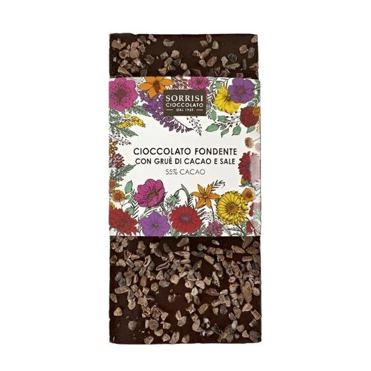 Dark Chocolate Bar w/ Cocoa Nibs & Salt (80gr)